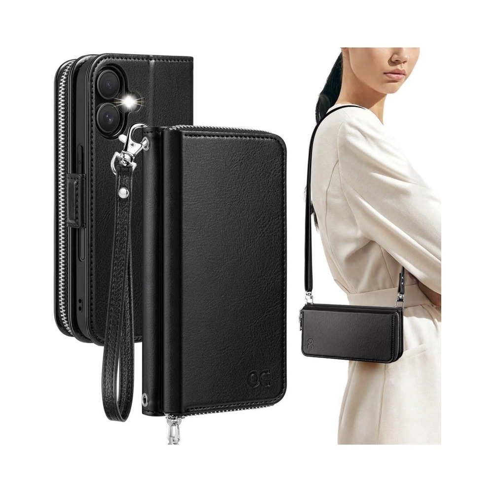 OCASE iPhone 17 Crossbody Wallet Case PU Leather Handbag Purse Lanyard